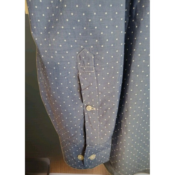 Bonobos Tailored Slim Fit Size XL Chambray Blue White Dots Button Down Shirt - Picture 3 of 11